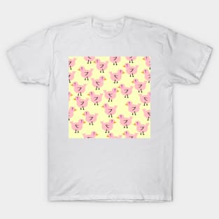 Cute Pink Baby Bird Illustration Seamless T-Shirt